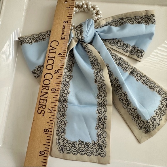 Pearl Large Bow Ribbon Scarf Streamer Hair Tie NEW - Picture 5 of 9